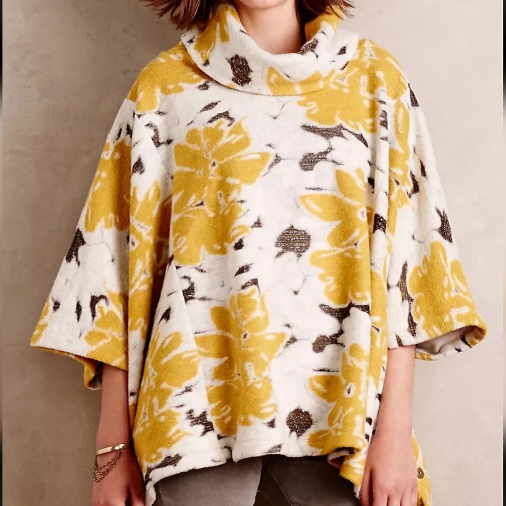 Anthropologie Saturday Sunday Cowl Clustered Floral  Poncho